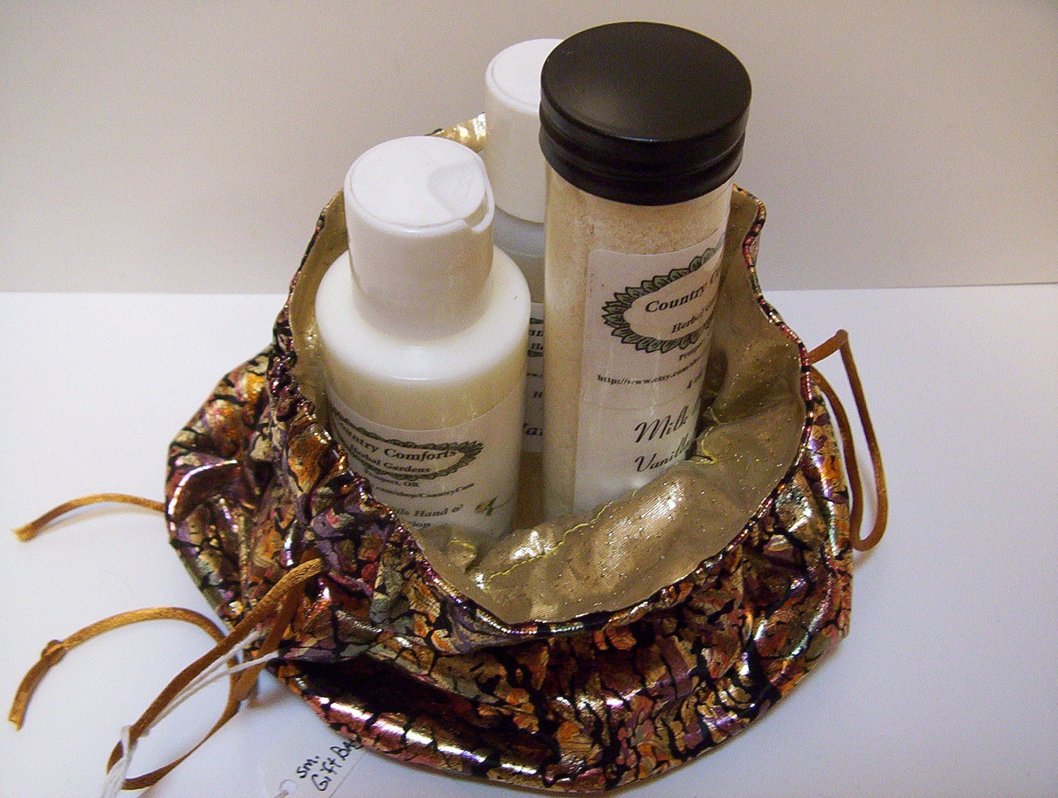 On Sale - Bath & Body Gift Bag  - Choose your fragrance - 1 - 4 oz each Body Wash, Milk Bath, Hand Lotion and free lip balm