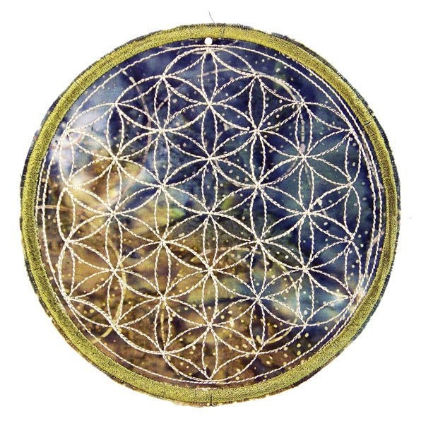 Flower of Life Patch - Blue Batik