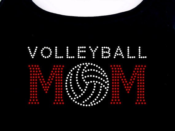 Volleyball Mom RHINESTONE T-shirt or Tank Top S M L XL 2X - Volley Ball Sports Mother