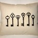French Country Skeleton Key Pillow, Paris Inspired Shabby Chic Cushion with Vintage Keys, Antique Key, Neutral Home Decor
