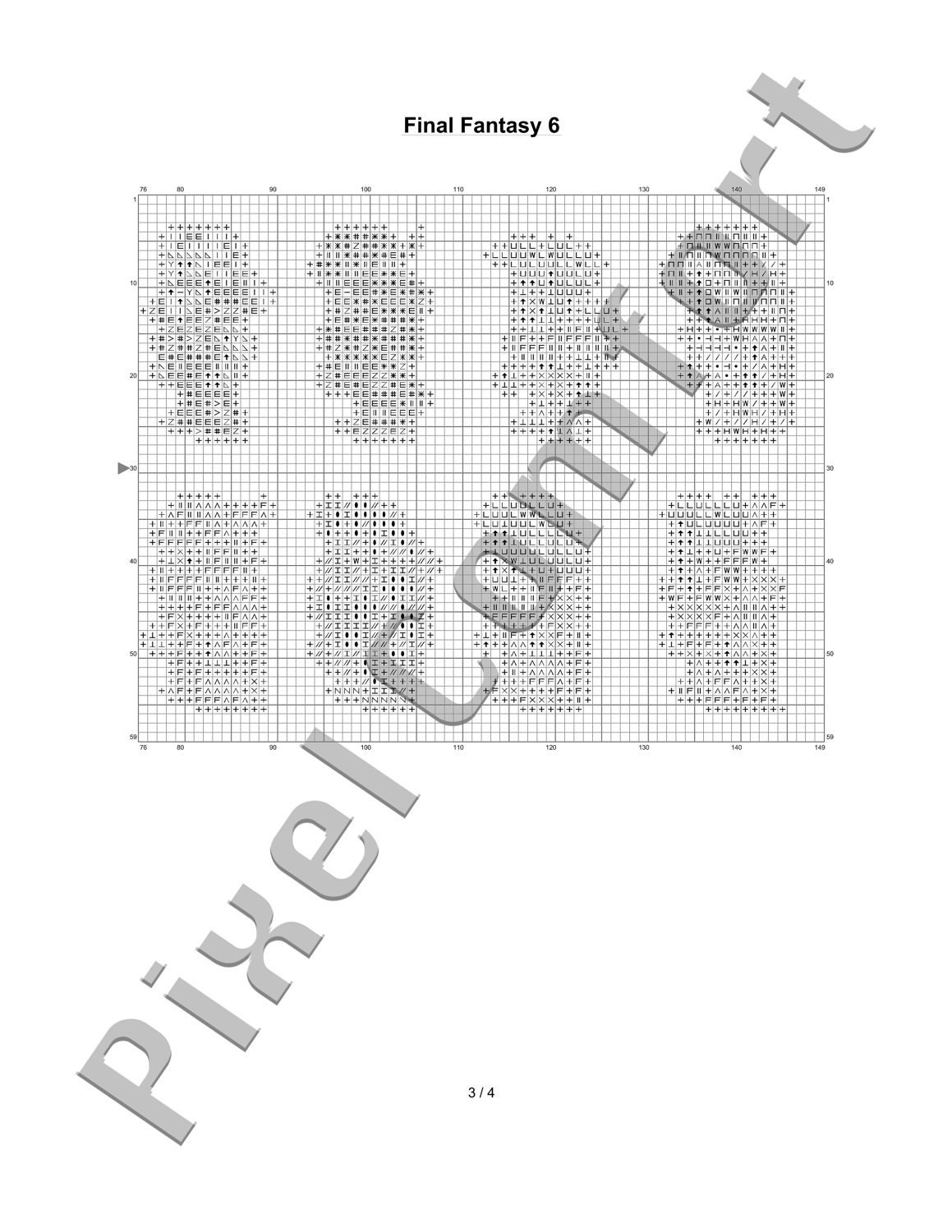 Final Fantasy 6 character sheet cross stitch kit - (Final Fantasy III for the SNES)