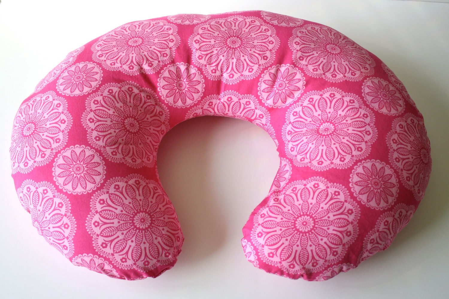 Nursing pillow cover, pink floral, fits Boppy and other standard pillows--ready to ship