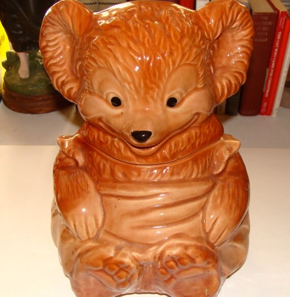 Items similar to Vintage U.S.A. Pottery Teddy Bear Cookie Jar on Etsy