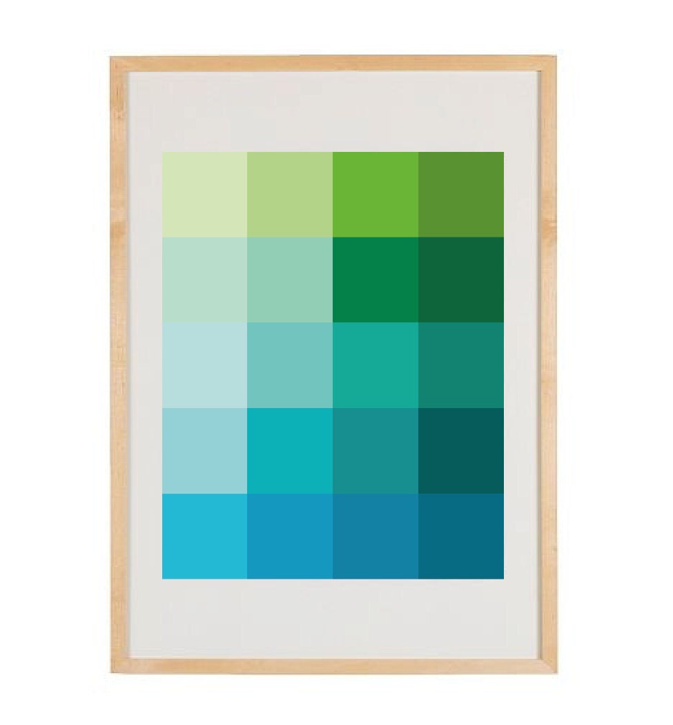 Shades Dew Art Print - Pantone Color Blocks of Mint, Green, Aqua