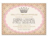 Vintage Princess Baby Shower Invitation Birthday Surprise Party Pink Ivory DIY Printable Invite Design or Printed - Carina style