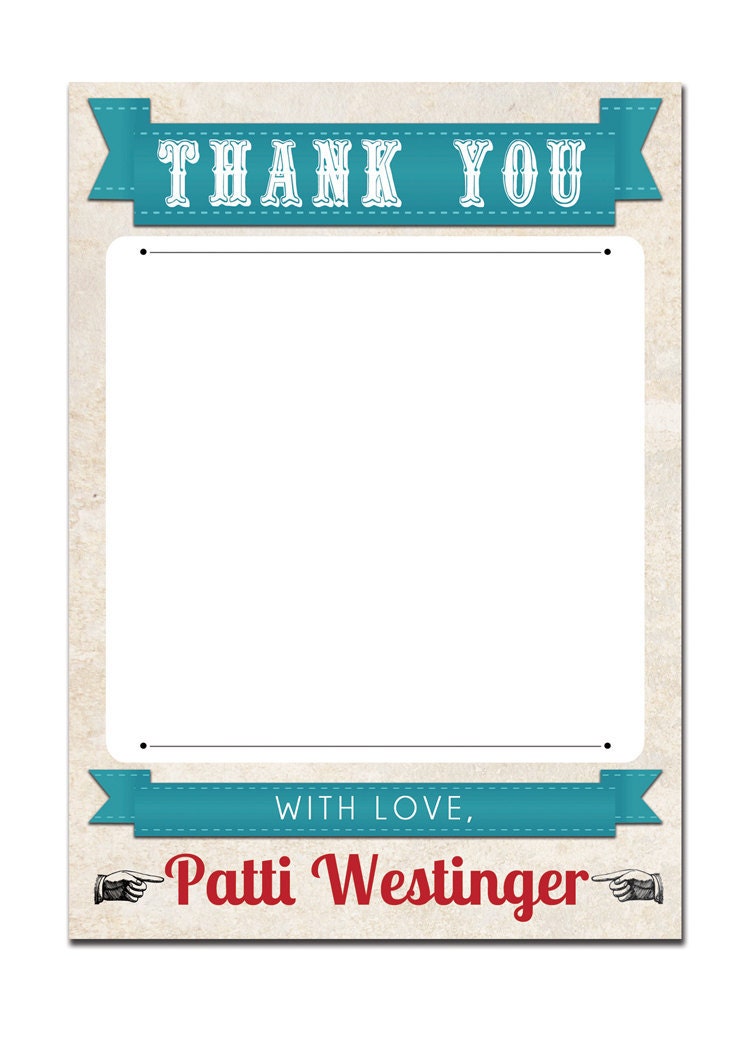 Vintage Thank You Card Retro Baby Shower Typography Retro Thank You Red Aqua DIY Digital or Printed - Patti Style
