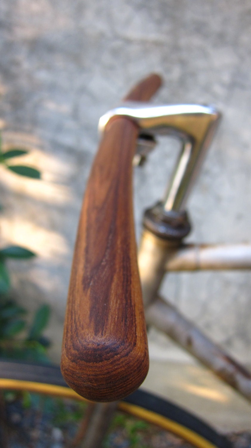 bicycle handlebar (round tip at both ends) - solid TEAK wood, vintage style