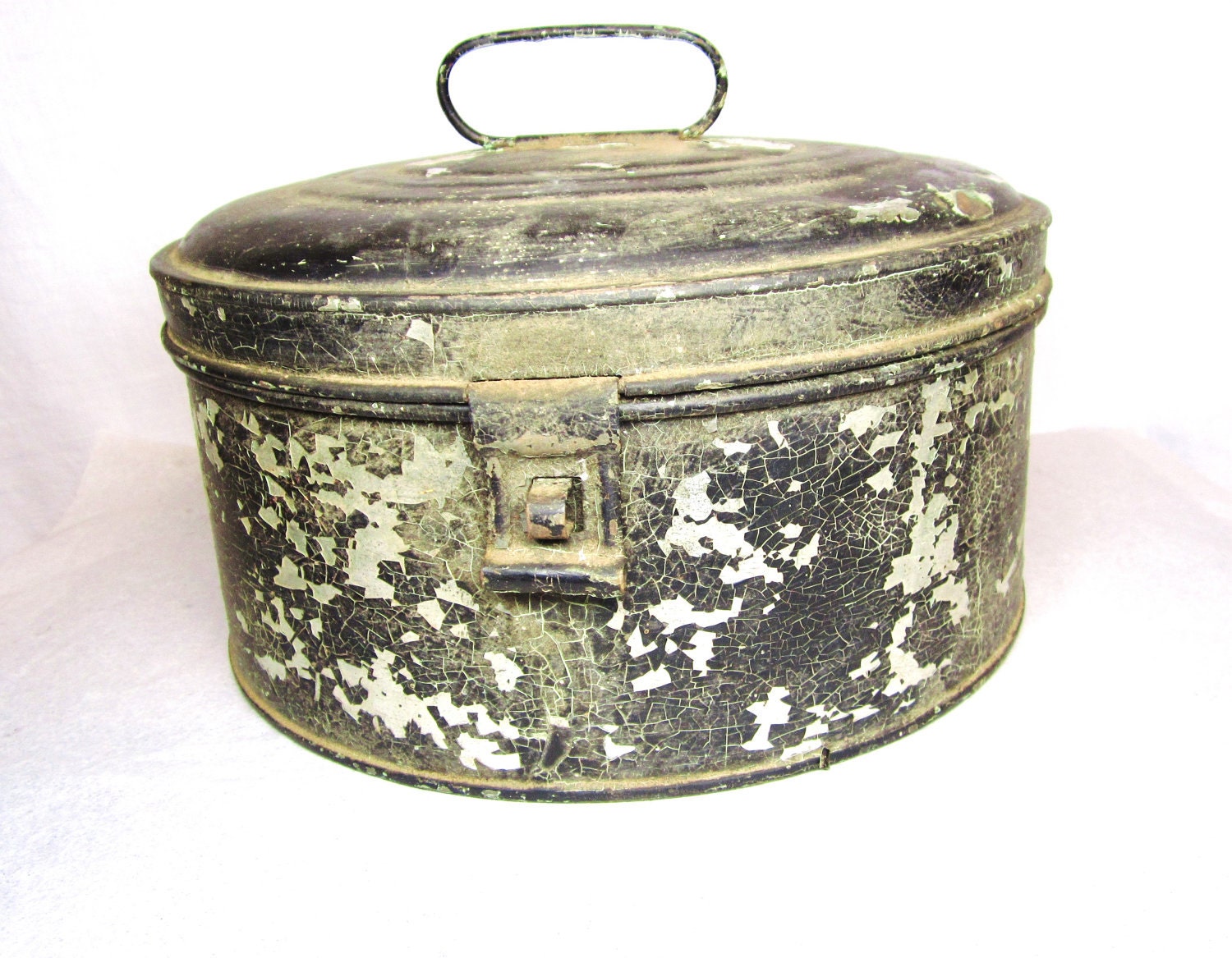 Antique Cake Carrier Tin Metal Depression by
