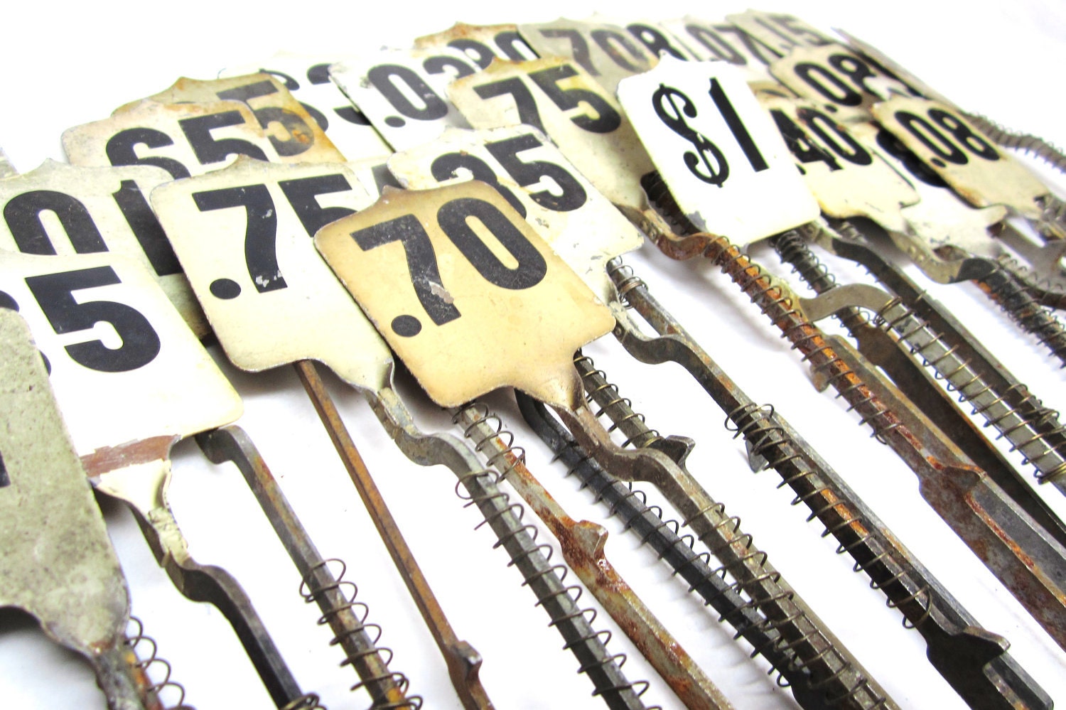Vintage Cash Register Flags Metal Price Numbers Black and White HUNDREDS Available