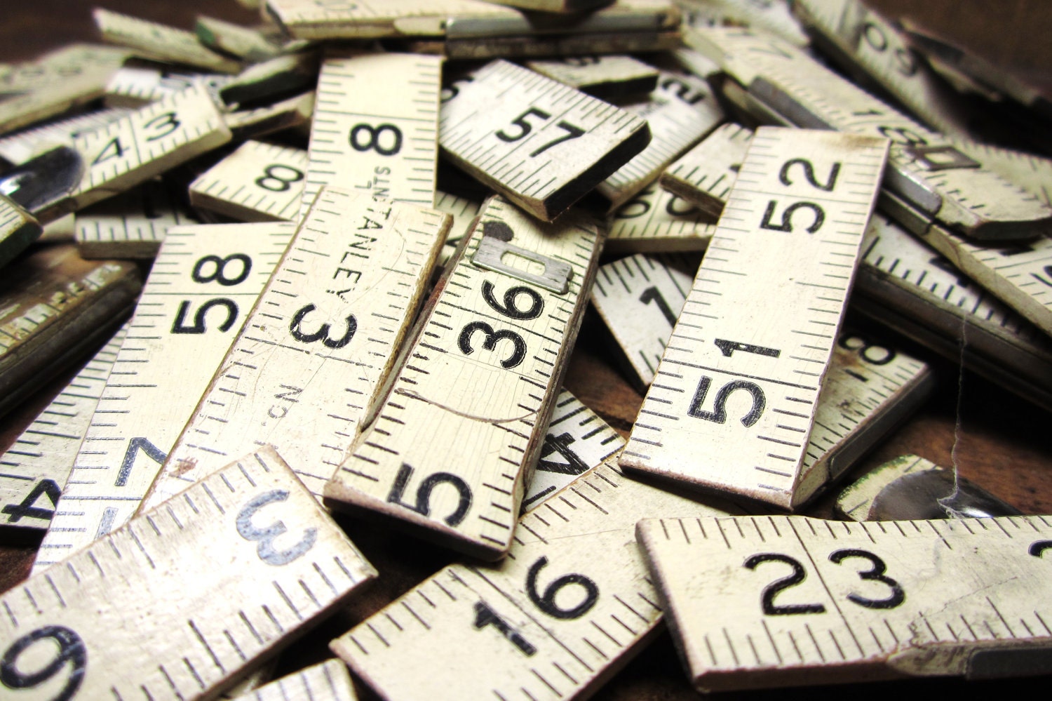 10 Pieces of Antique Wooden Folding Ruler White Rustic and Shabby for Projects or Artwork