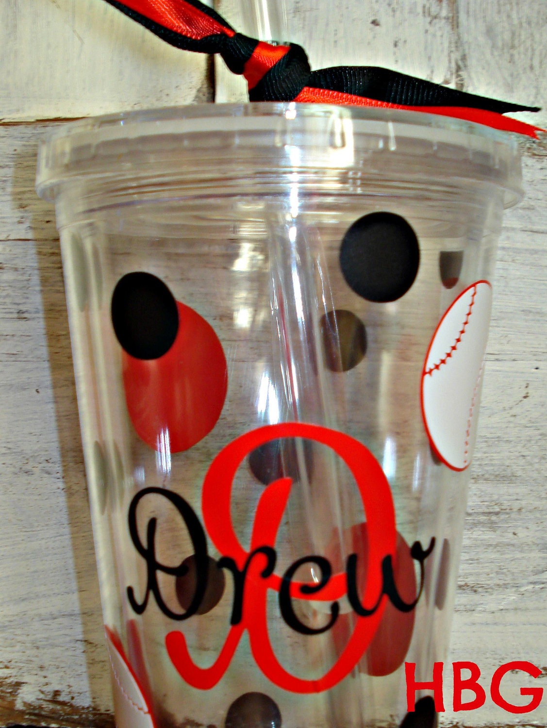 Items similar to Acrylic Tumbler Baseball Cup Personalized Sports