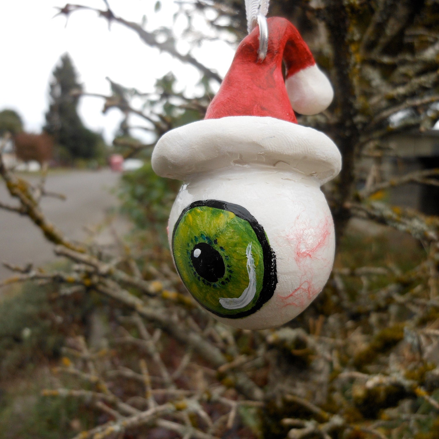 christmas handmade ornament eyeball in santa hat by christmas handmade ornament eyeball in santa hat by