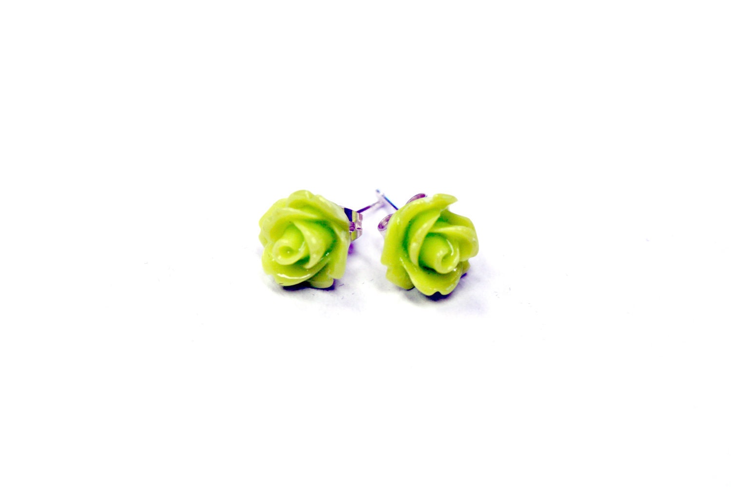 Rose Earrings - Bright Green