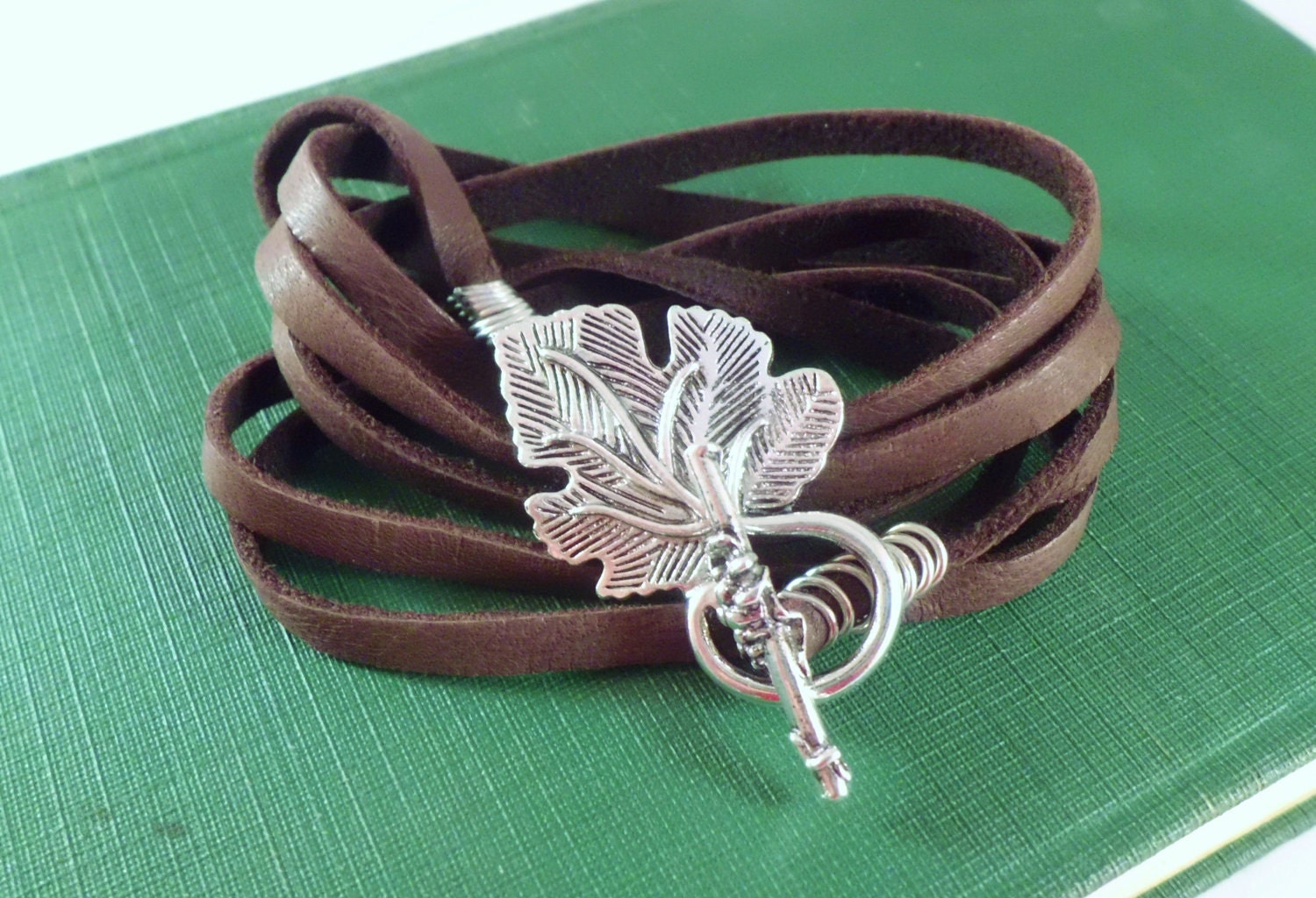 Leather multi wrapped with toggle closure bracelet-Custom made-wrist size and choice of colors/toggle needed.006