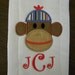 Custom boutique SOCK MONKEY baby boy Burp Cloth Personalized applique MONOGRAMMED