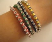 SALE Neon Rhinestone Single Wrap Bracelet Adjustable