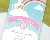 RAINBOW and Unicorn Printable Birthday Inviation: Personalized - 7"x5" - Print Your Own - DIY Il_170x135