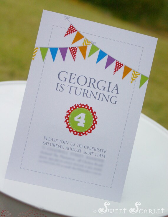 RAINBOW Birthday Inviation: Personalized - 7"x5" - Print Your Own - DIY Il_570xn