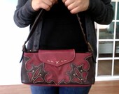 1980s Burgundy Oxblood Leather Cowboy Purse Handbag