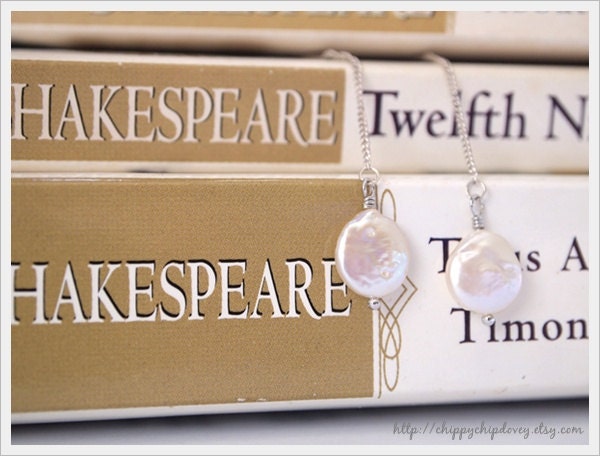 Candy Drops - 925 Silver Coin Pearl Ear Threads