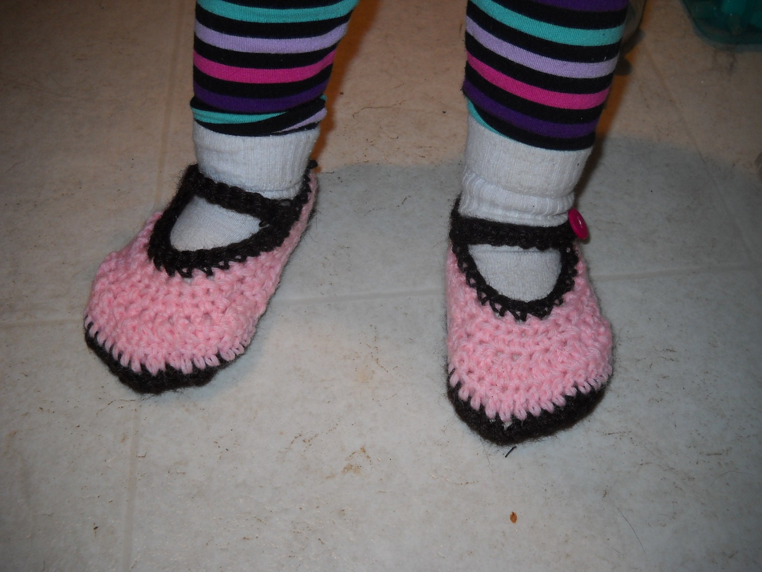 Customized Crocheted Mary Jane Slippers