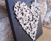 Romantic 3D Heart / 3D Butterfly Art - made from vintage Japanese Paper / Made to Order