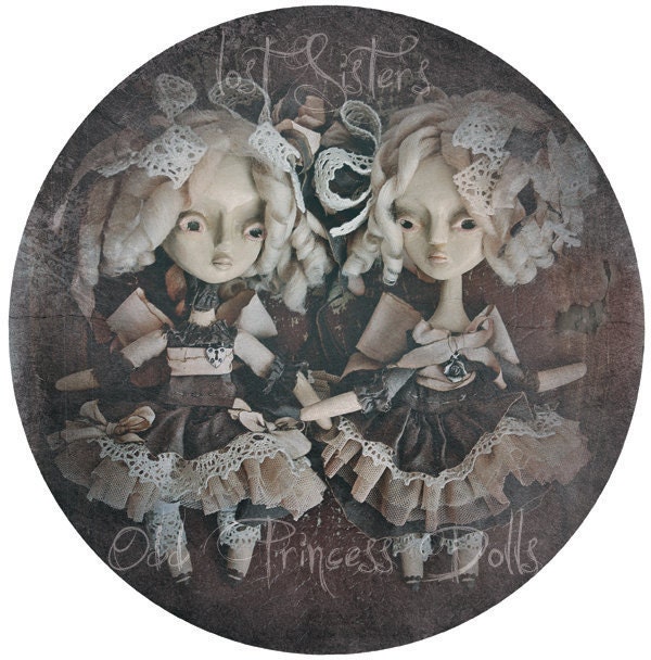 LOST SISTERS Vintage Art Doll Photography 8" x 8" (21cm x 21cm) PRINT