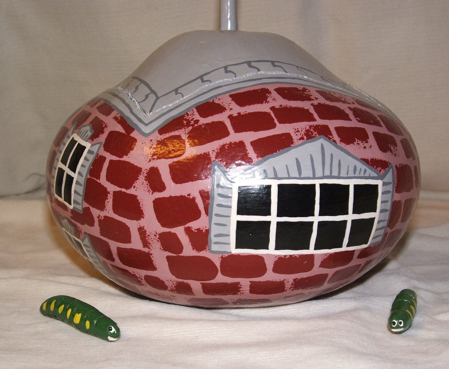 Gourd art - Red Brick Victorian, "The Gourdons of Gourdonville"