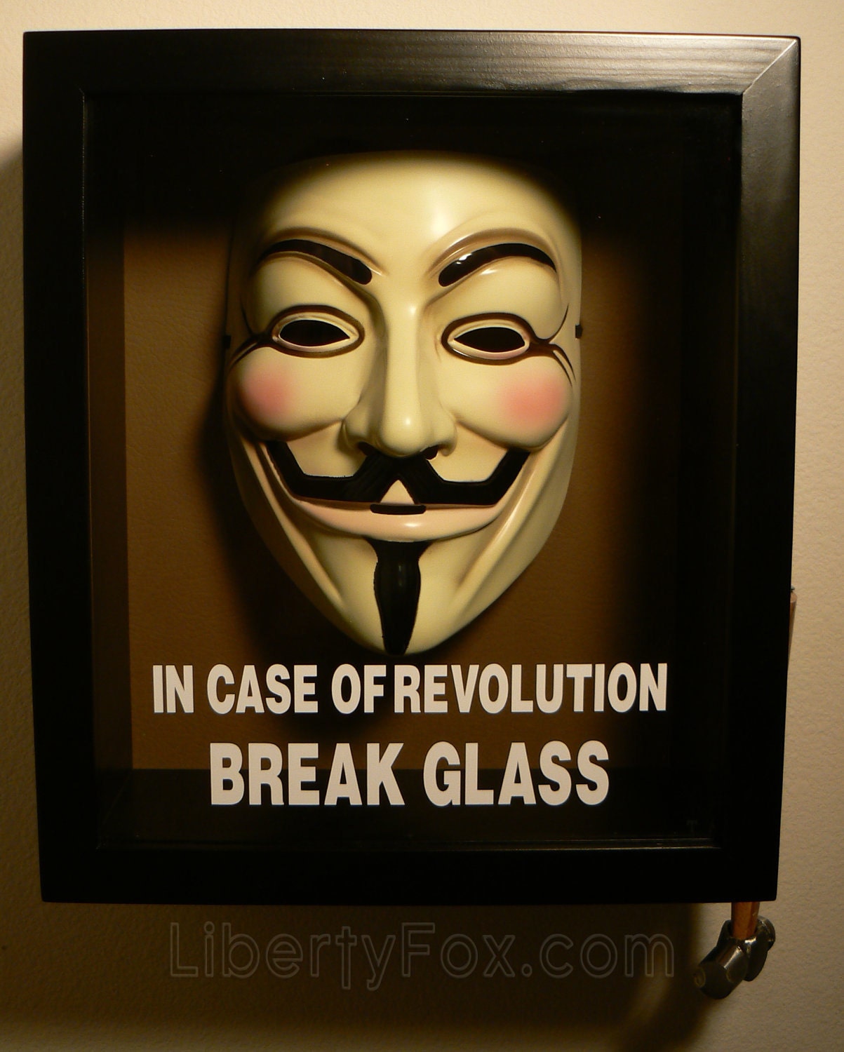 In Case of Revolution Break Glass (V for Vendetta) Anonymous Mask Shadow Box