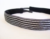 Black and White Pinstripe Taffeta No Slip Headband
