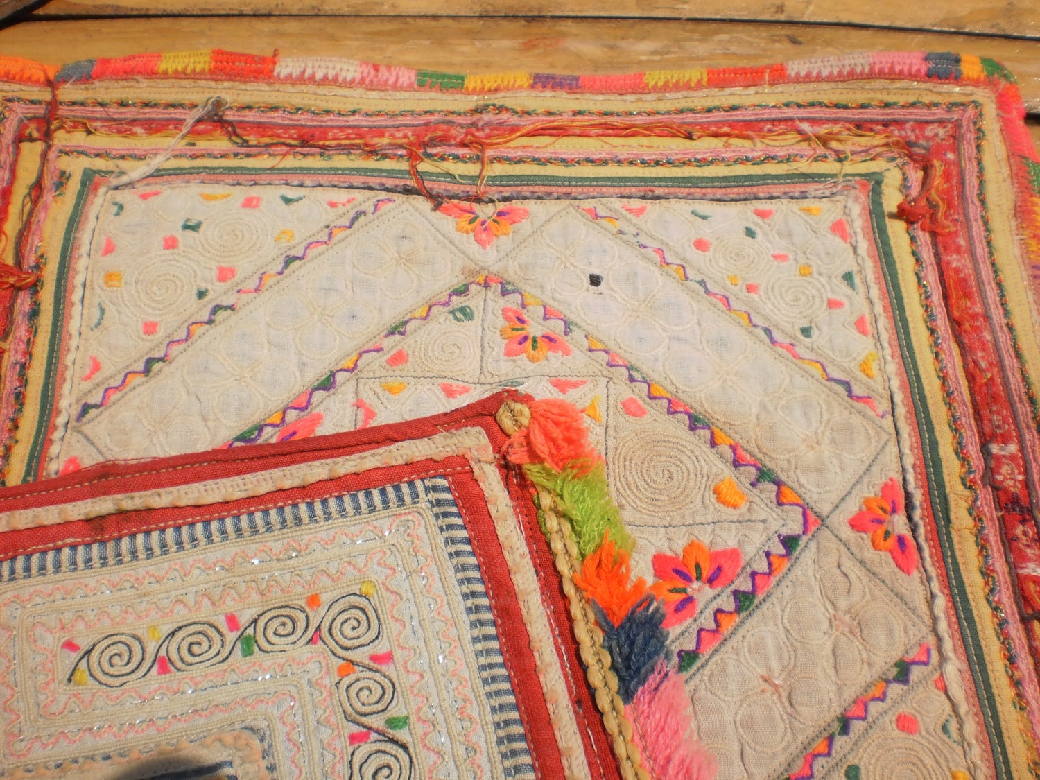 Hmong Tribal Vintage Embroidery 2 Pieces