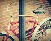 Red Bike 8x12 Fine Art Photography Masculine Unisex Brick Red Chrome Modern Country Shabby Chic Home Decor Wall Art Gift for Him