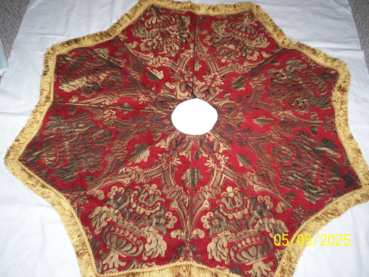 christmas tree skirt made of tapestry fabric with by christmas tree skirt made of tapestry fabric with by