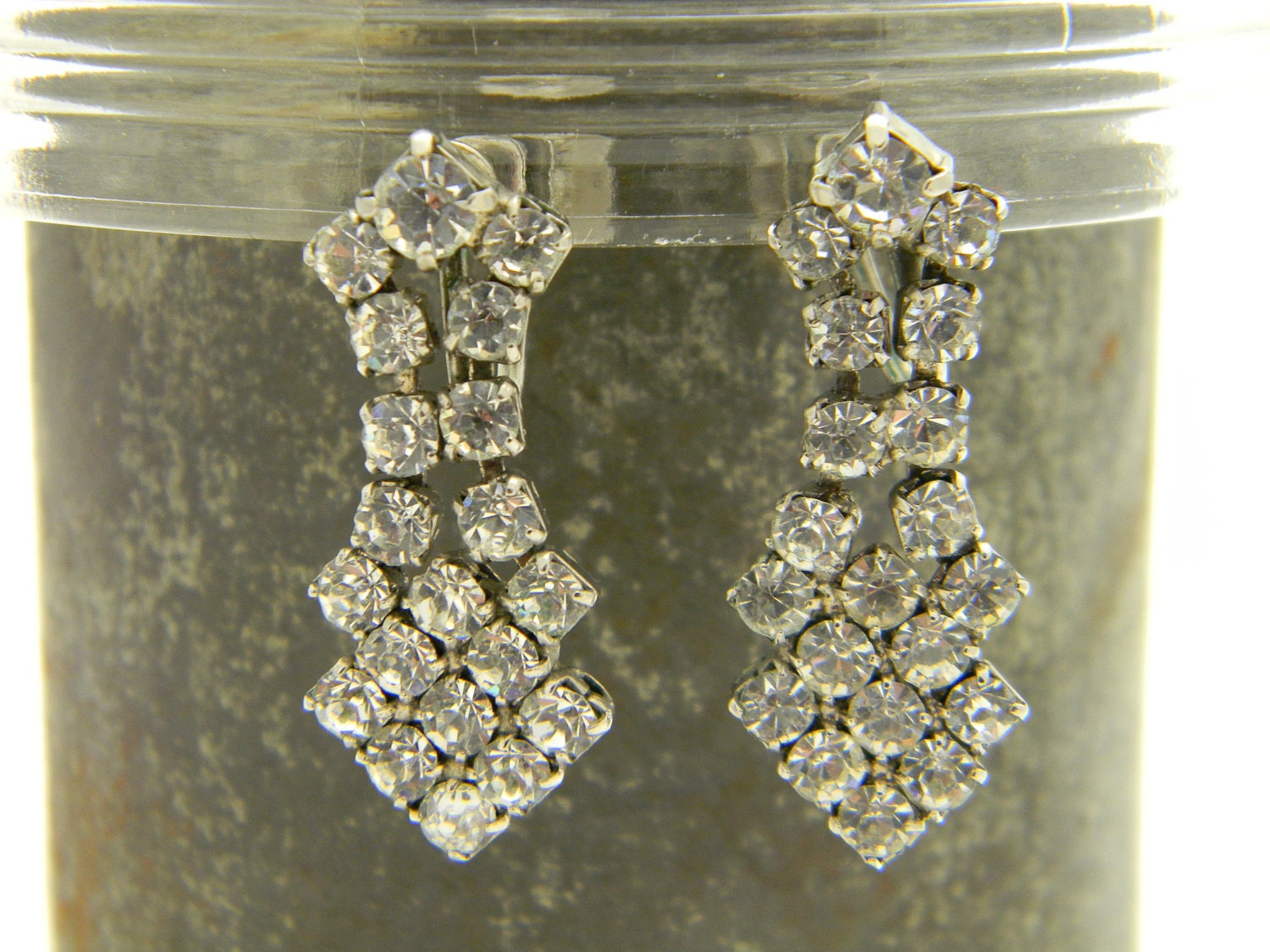 Vintage D'ver's of N.Y. Art Deco rhinestone earrings