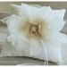 Ring Pillow. Ivory Ring Pillow. Handmade Wedding Ring Pillow With Silk Handmade Flower