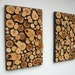 Set of Two Rustic Wood Art Sculptures Wood Slices