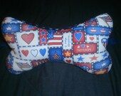 Neck Pillow in Red, White and Blue Patriotic Printed Dog-Bone Shaped