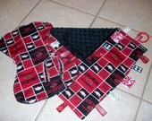 Arkansas Razorback Printed Tag Blanket, Burp Cloth, and Pacifier Clip set