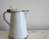 Primitive White Enamel Syrup Pitcher