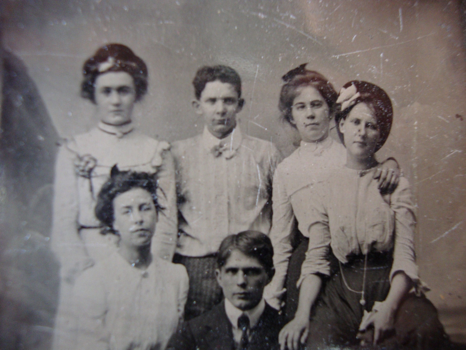 Tin Type - Four Sisters and Two Brothers