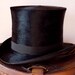 Antique Black Beaver Top Hat Leather Box . Mad Hatter . Amazing