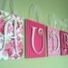 Pink Peony Collection Personalized WOODEN WALL LETTERS Nursery Childrens Room 7 1/2" or 9" tall