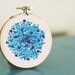 Blue sparkly embroidery hoop home decor - tiny 3 inch size