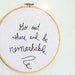 Handstitched quote - be remarkable