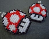 Red Mushroom Pixel Earrings