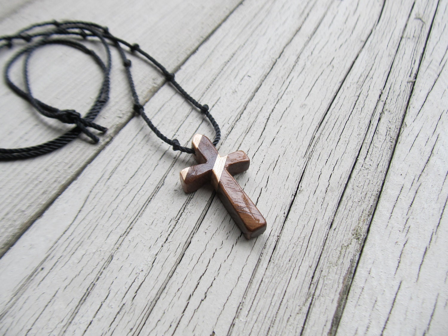 Mens Cross Pendant - Walnut & Maple - Necklaces for Men