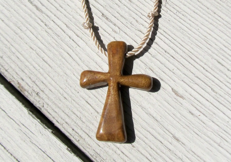 Wood Cross Pendant - Oregon Myrtle Wood - Jewelry for Men