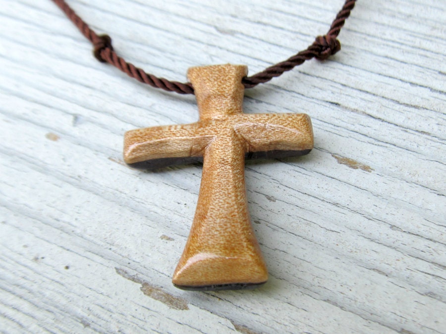 Wooden Cross Necklace - Maple & Walnut - Mens Jewelry