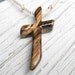 Rustic Hand Carved Cross - Exotic African Zebrawood - Mens Jewelry