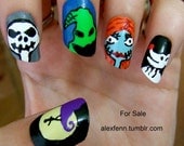Nightmare before christmas slanted fake nails